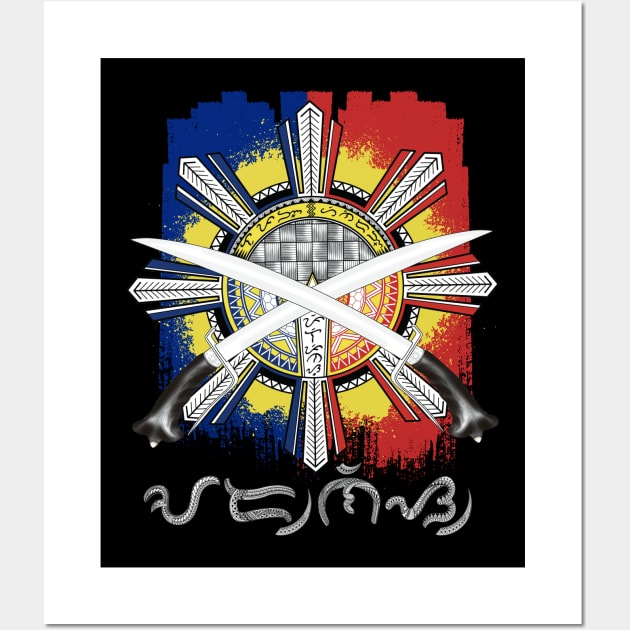 Philippine Flag Sun/ Ginunting sword/Baybayin word Arnis Wall Art by Pirma Pinas